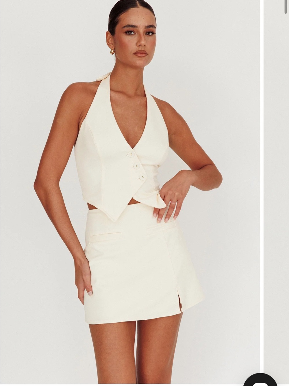 NWT saints & secrets Tammi Fitted A-Line Mini Skirt Oyster. Large